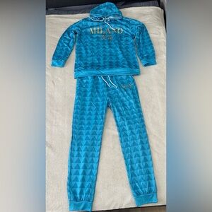 Men’s Outfit Set Hoodie and Pants Elastic Waist Long Sleeve Tracksuit Blue  XXL